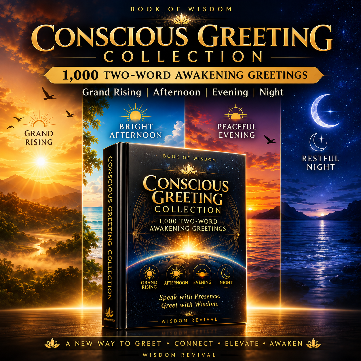 Conscious Greeting Collection  1,000 Two-Word Awakening Greetings Grand Rising |Afternoon | Evening| Night